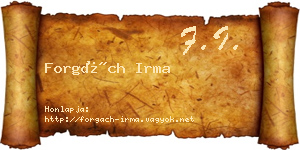 Forgách Irma névjegykártya