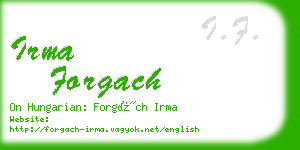 irma forgach business card